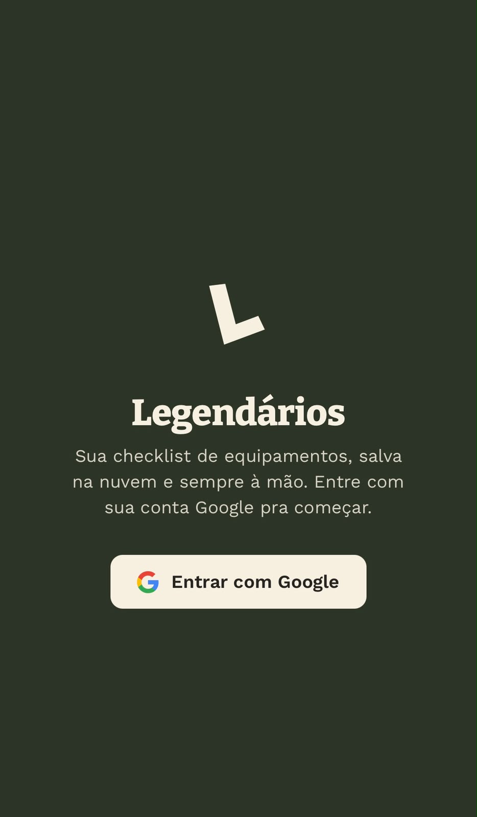 Legendários — Checklist de Equipamentos